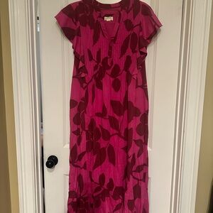 Anthropologie Pink and Burgundy Floral Maxi Dress